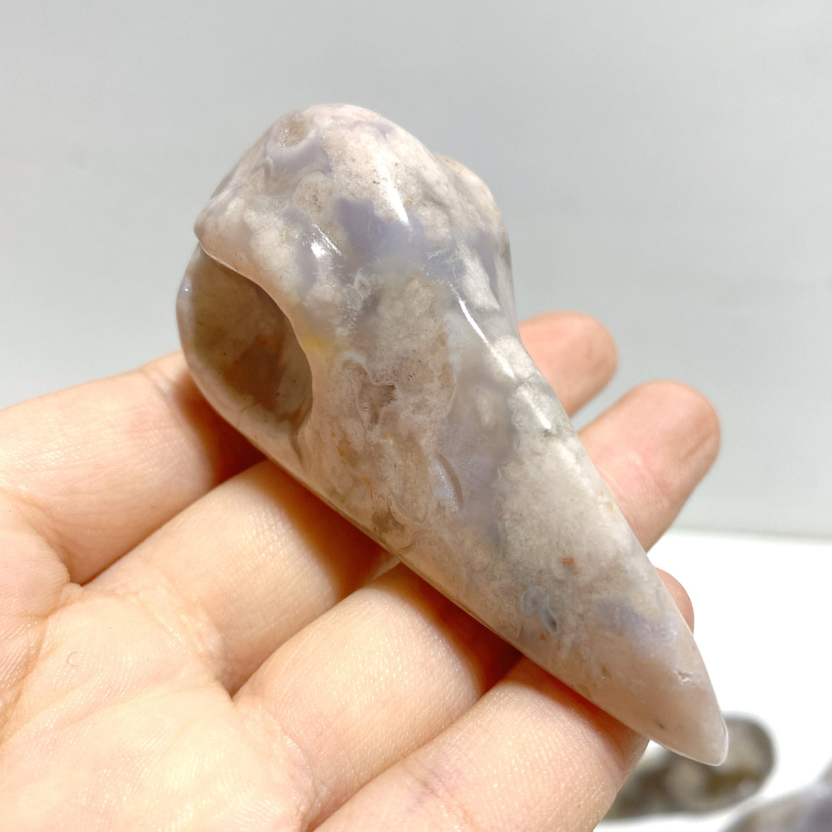 18 Pieces Sakura Flower Agate Crow Skull Carving