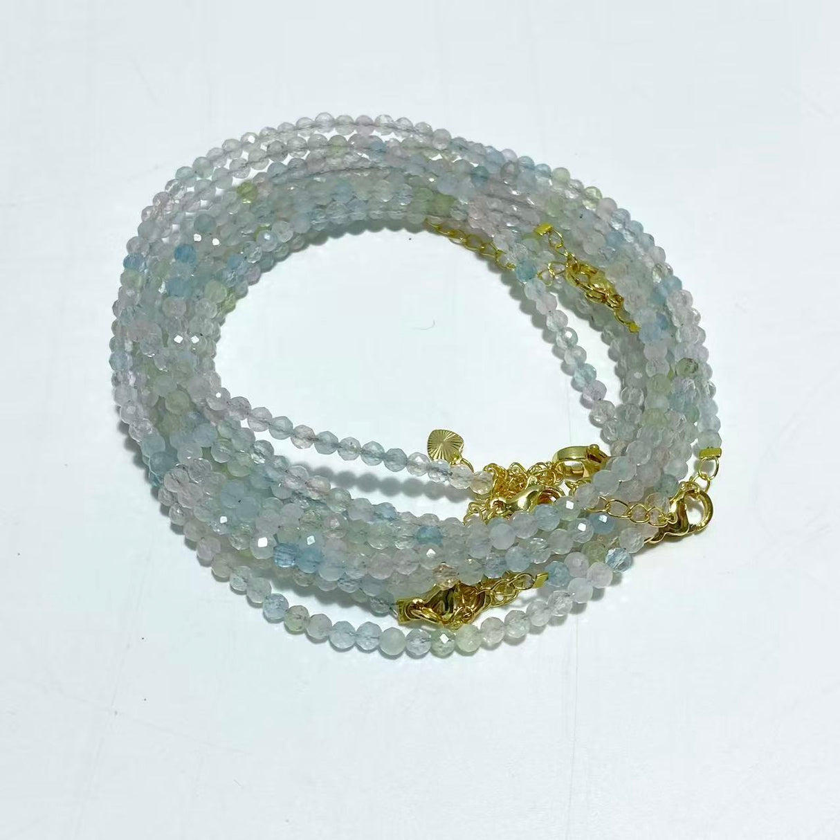 3MM Multi-Faceted Crystal Flash Bead Bracelets Necklace Wholesale Labradorite Sunstone Aquamarine