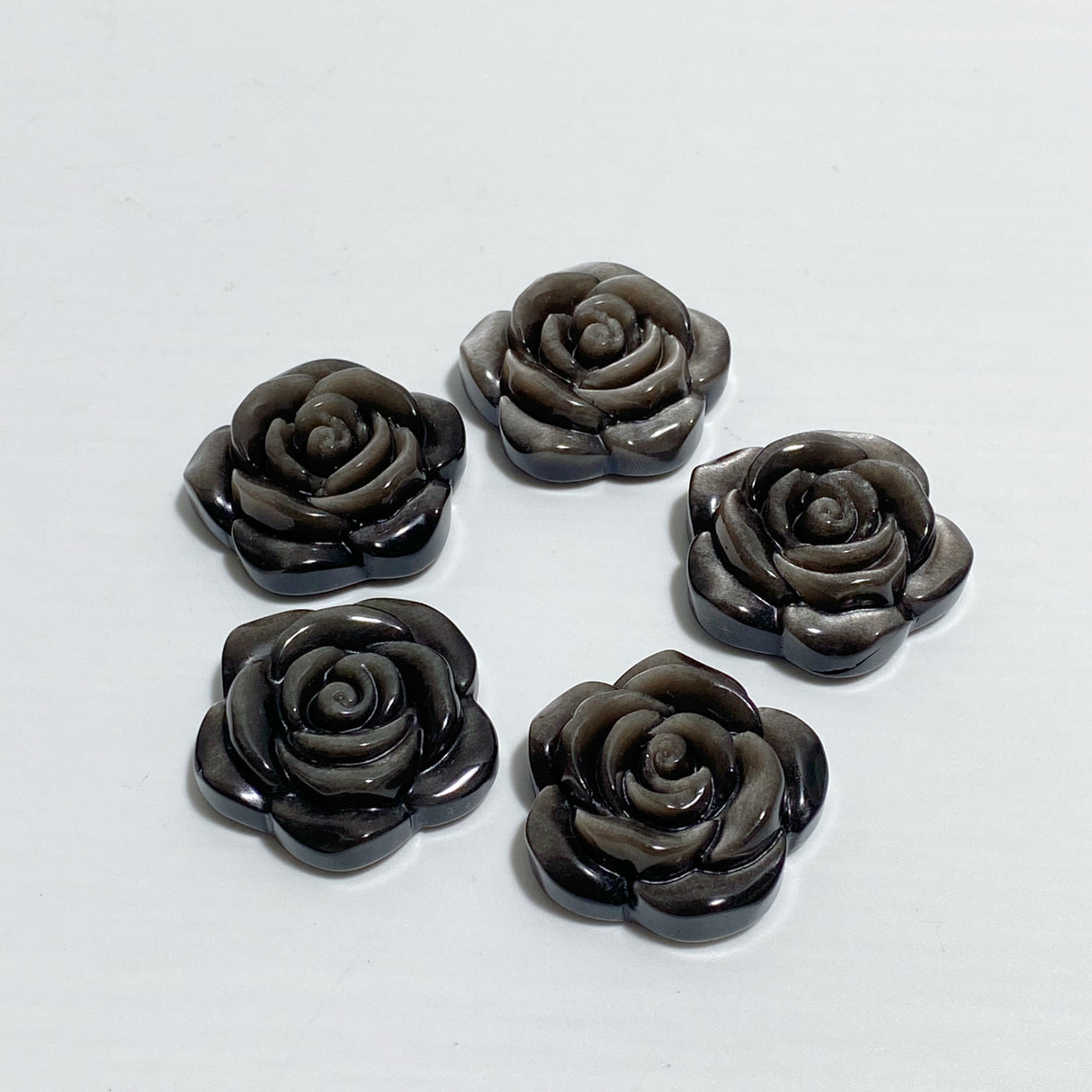 Silver Sheen Obsidian & Gold Sheen Obsidian Flower Carving Wholesale