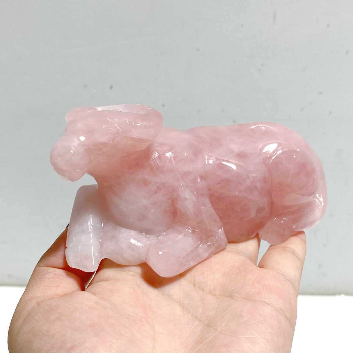 3 Pieces Rose Quartz Cattle Carving