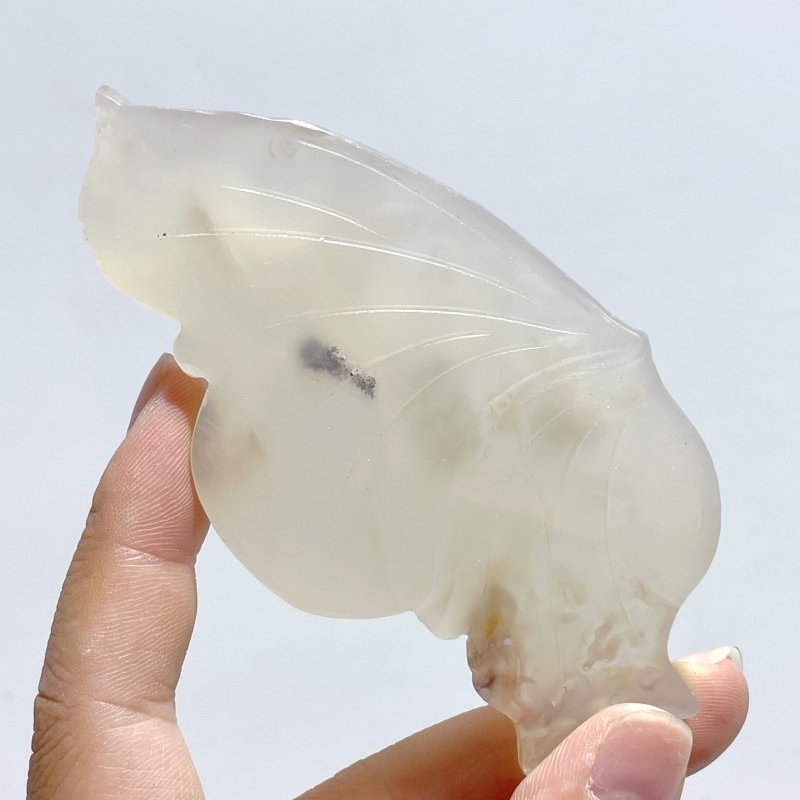 10 Pairs Small Sakura Flower Agate Butterfly Wing Carving With Stand - Wholesale Crystals