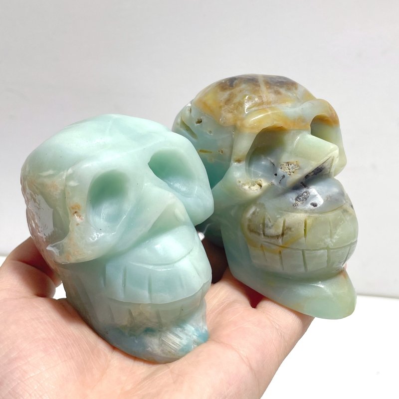 10 Pieces Caribbean Calcite Skull Carving - Wholesale Crystals