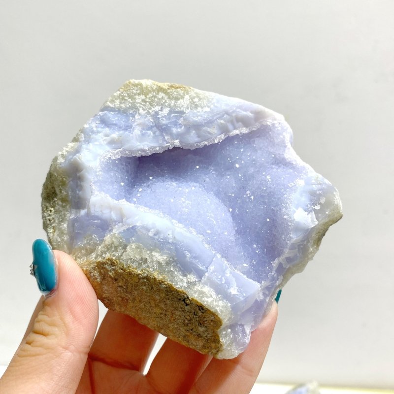 10 Pieces Geode Blue Chalcedony Druzy - Wholesale Crystals