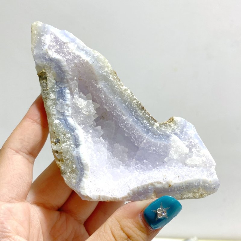 10 Pieces Geode Blue Chalcedony Druzy - Wholesale Crystals