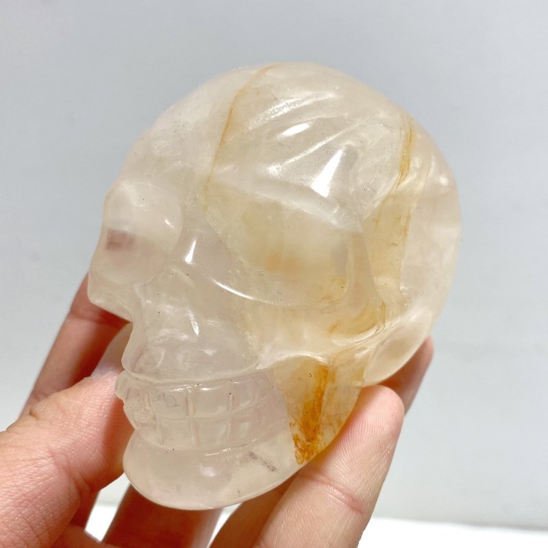 10 Pieces Hematoid Quartz Golden Fire Quartz Skull Carving - Wholesale Crystals