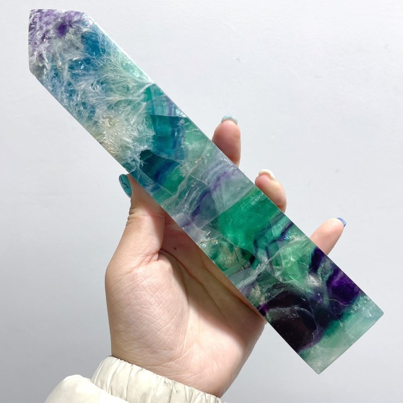 10 Pieces Large Feather Fluorite Four - Sided Tower Points - Wholesale Crystals