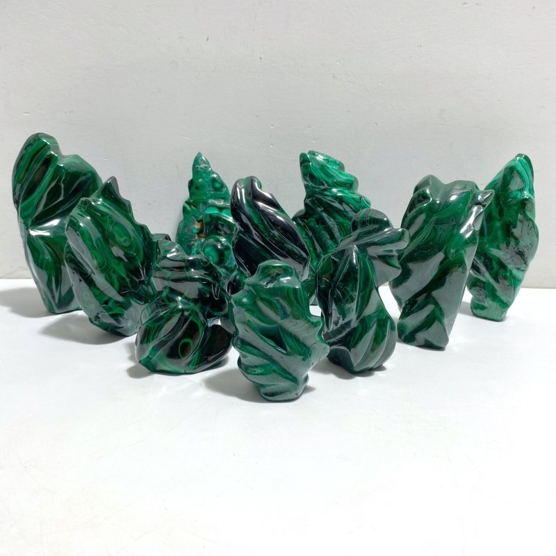 10 Pieces Malachite Flame Carving (Defect) -Wholesale Crystals