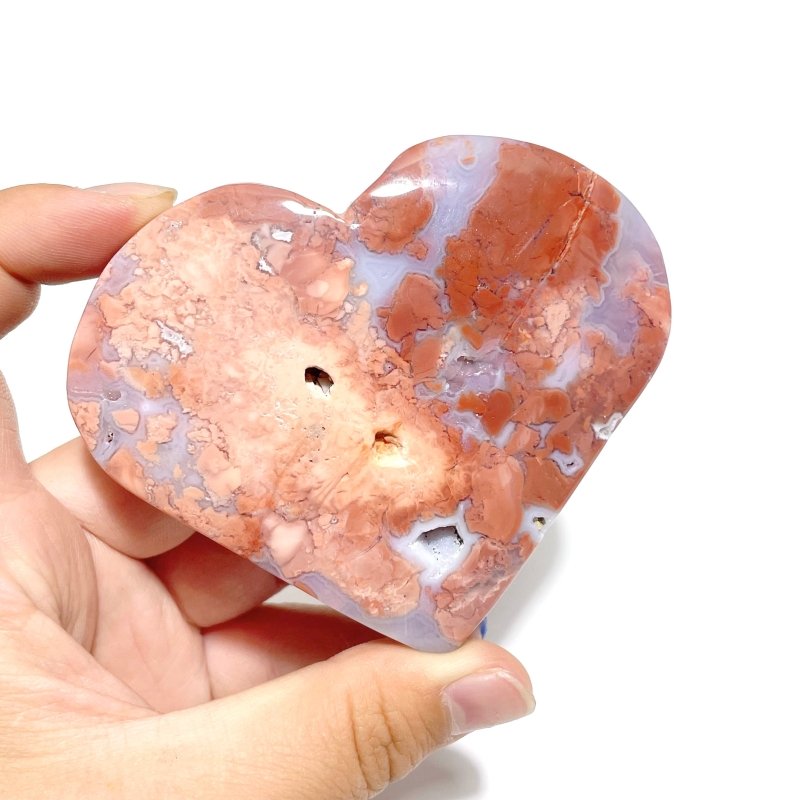 10 Pieces Pink Agate Heart With Stand - Wholesale Crystals