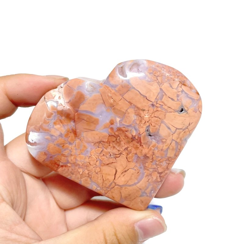 10 Pieces Pink Agate Heart With Stand - Wholesale Crystals