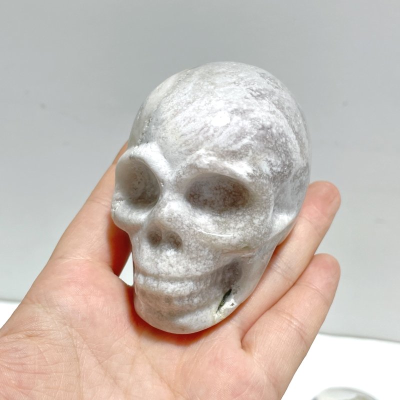 10 Pieces Sakura Flower Agate Skull Carving - Wholesale Crystals