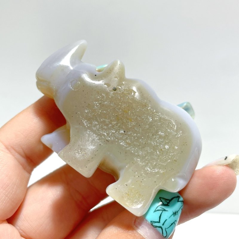 10 pieces Small Geode Agate Druzy Rhino Carving - Wholesale Crystals