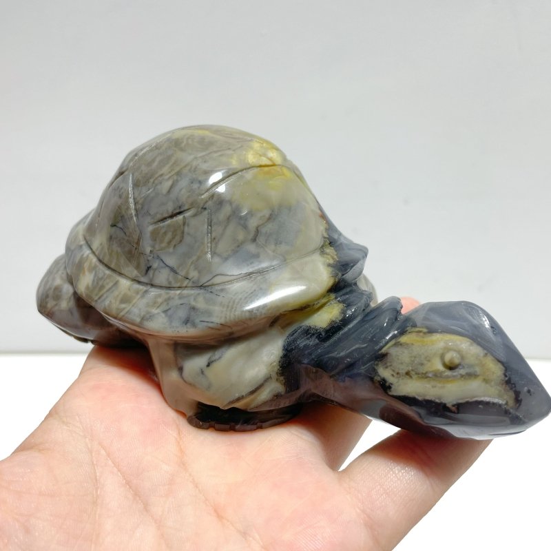 10 Pieces Volcano Agate Turtle Carving(UV - Reactive) - Wholesale Crystals