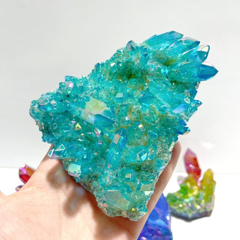 11 Pieces Aura Colorful Clear Quartz Cluster - Wholesale Crystals