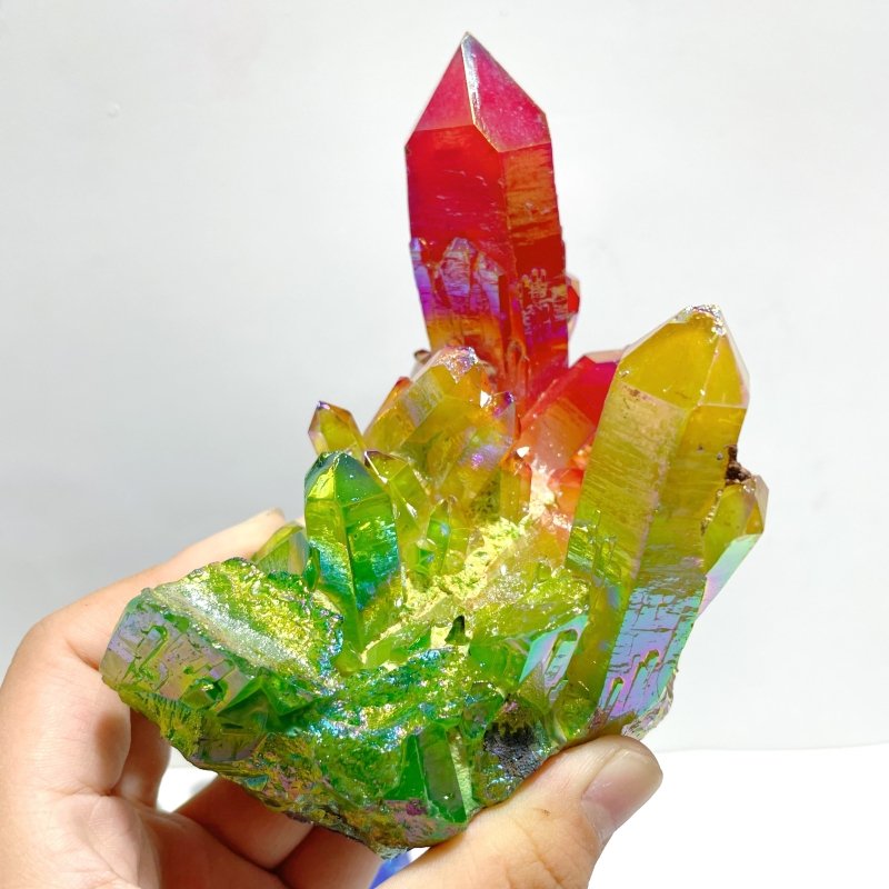 11 Pieces Aura Colorful Clear Quartz Cluster - Wholesale Crystals