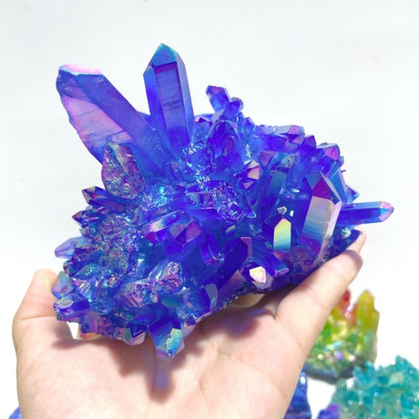 11 Pieces Aura Colorful Clear Quartz Cluster - Wholesale Crystals