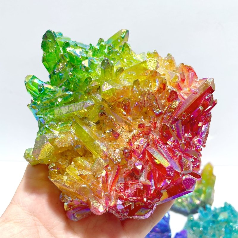11 Pieces Aura Colorful Clear Quartz Cluster - Wholesale Crystals