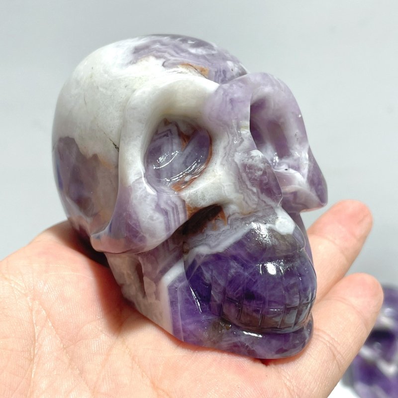 11 Pieces Chevron Amethyst Skull Carving - Wholesale Crystals