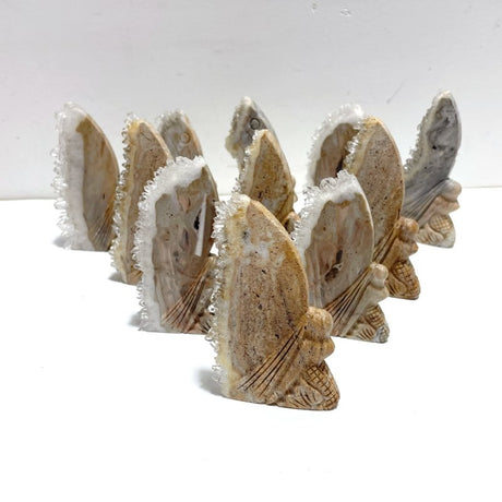 11 Pieces Clear Quartz Cluster Butterfly Fairy Carving - Wholesale Crystals