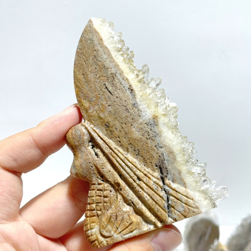 11 Pieces Clear Quartz Cluster Butterfly Fairy Carving - Wholesale Crystals