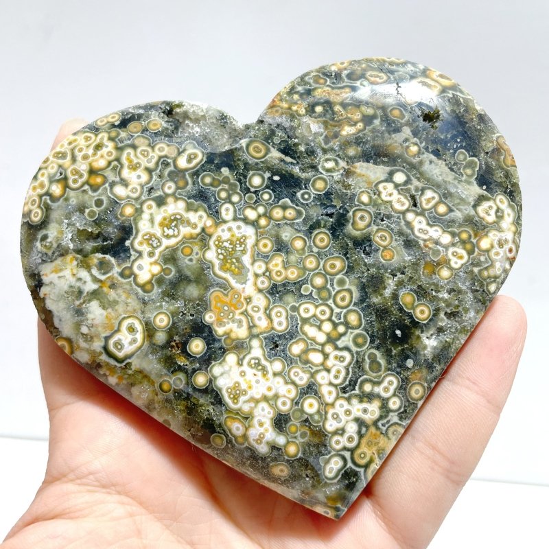 11 Pieces Large 8th Vein Ocean Jasper Heart 1 - Wholesale Crystals