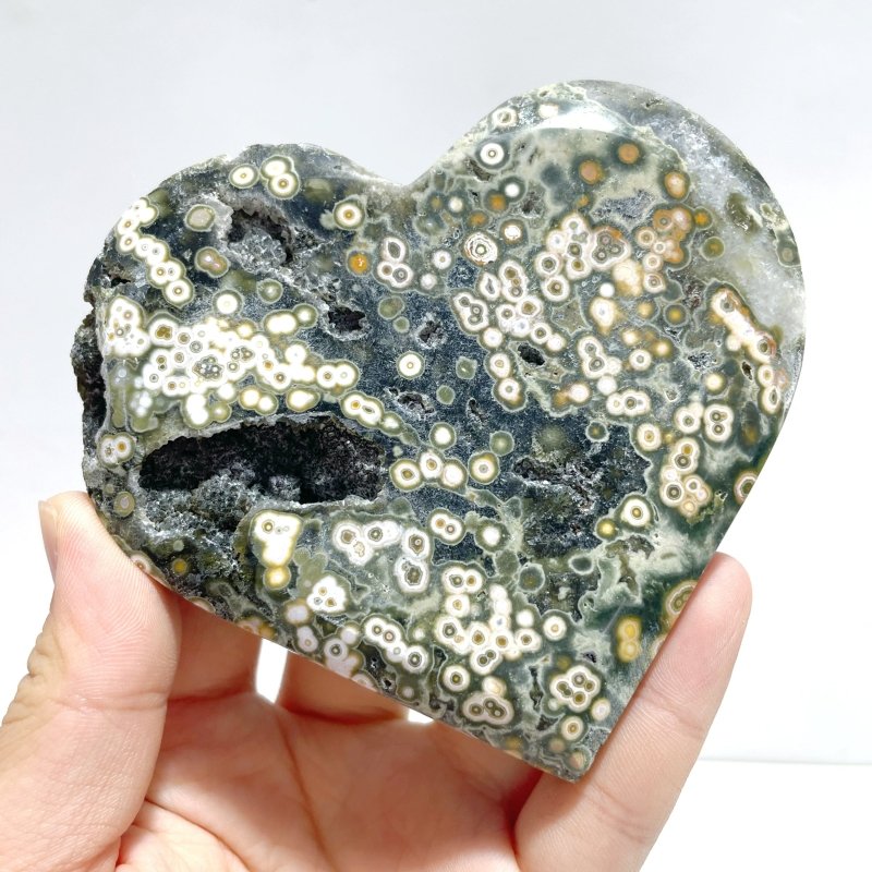 11 Pieces Large 8th Vein Ocean Jasper Heart 1 - Wholesale Crystals