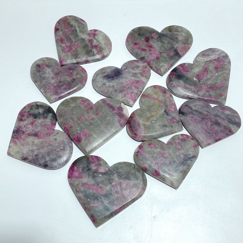 11 Pieces Large Red Tourmaline Heart - Wholesale Crystals