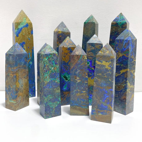 12 Pieces Azurite Four - sided Tower Point - Wholesale Crystals