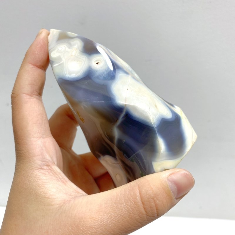 12 Pieces Black Orca Agate Flame Carving 1 - Wholesale Crystals