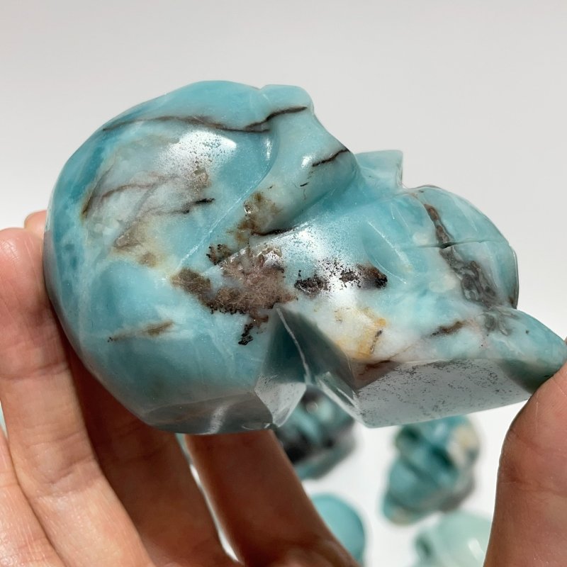 12 Pieces Caribbean Calcite Skull Carving -Wholesale Crystals