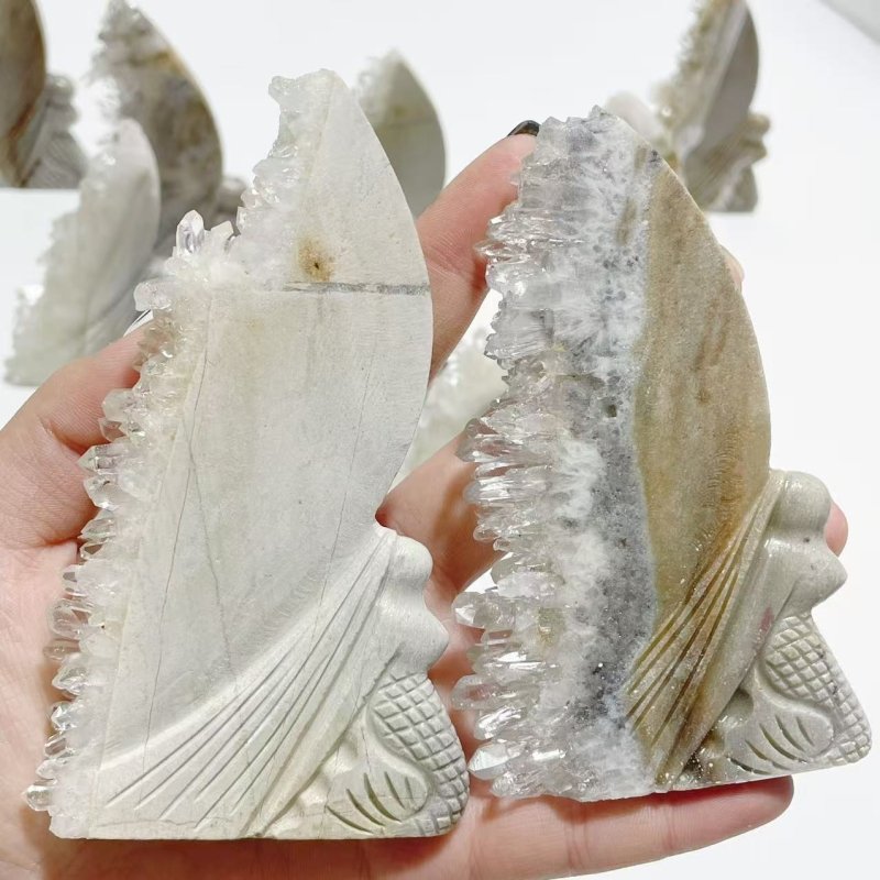 12 Pieces Clear Quartz Cluster Mermaid Carving - Wholesale Crystals