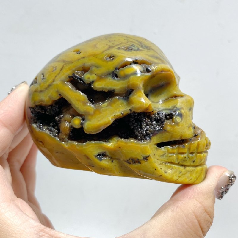 12 Pieces Geode 6th Vein Ocean Jasper Skull Carving -Wholesale Crystals