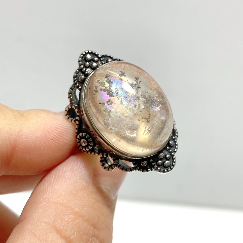 12 Pieces Rare Fire Quartz Dentritic Quartz Different Styles Rings - Wholesale Crystals