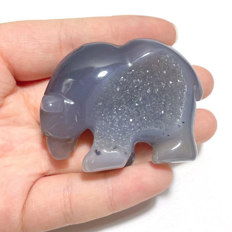 12 Pieces Small Geode Druzy Agate Bear Carving - Wholesale Crystals