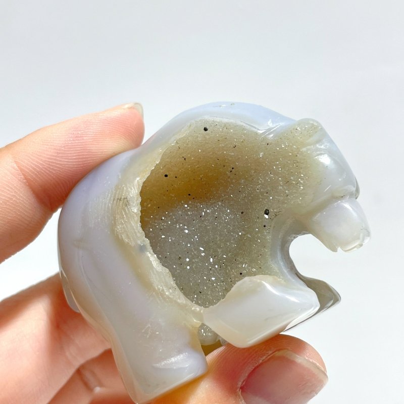 12 Pieces Small Geode Druzy Agate Bear Carving - Wholesale Crystals