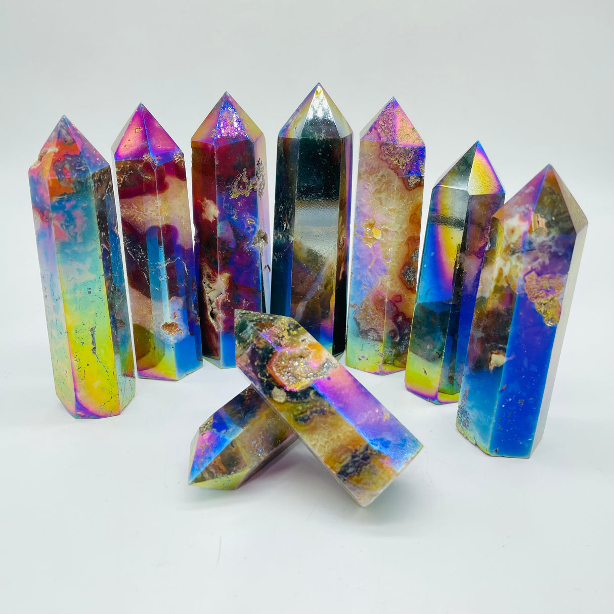 Aura Red Moss Agate Points Wholesale