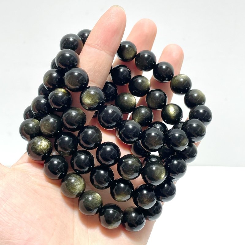 12mm Gold Sheen Obsidian Bracelets Wholesale - Wholesale Crystals