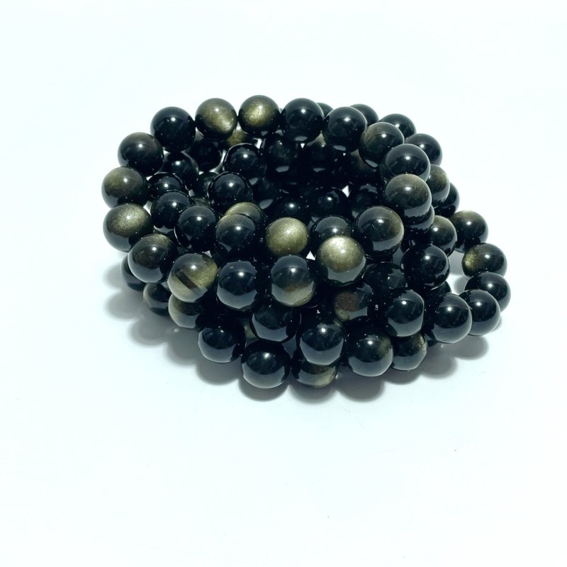 12mm Gold Sheen Obsidian Bracelets Wholesale - Wholesale Crystals