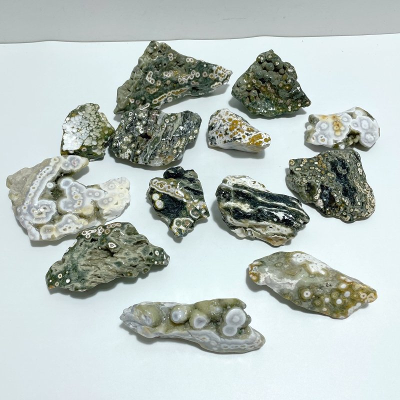 13 Pieces 8th Vein Ocean Jasper Free Form Mixed Size A02 - Wholesale Crystals
