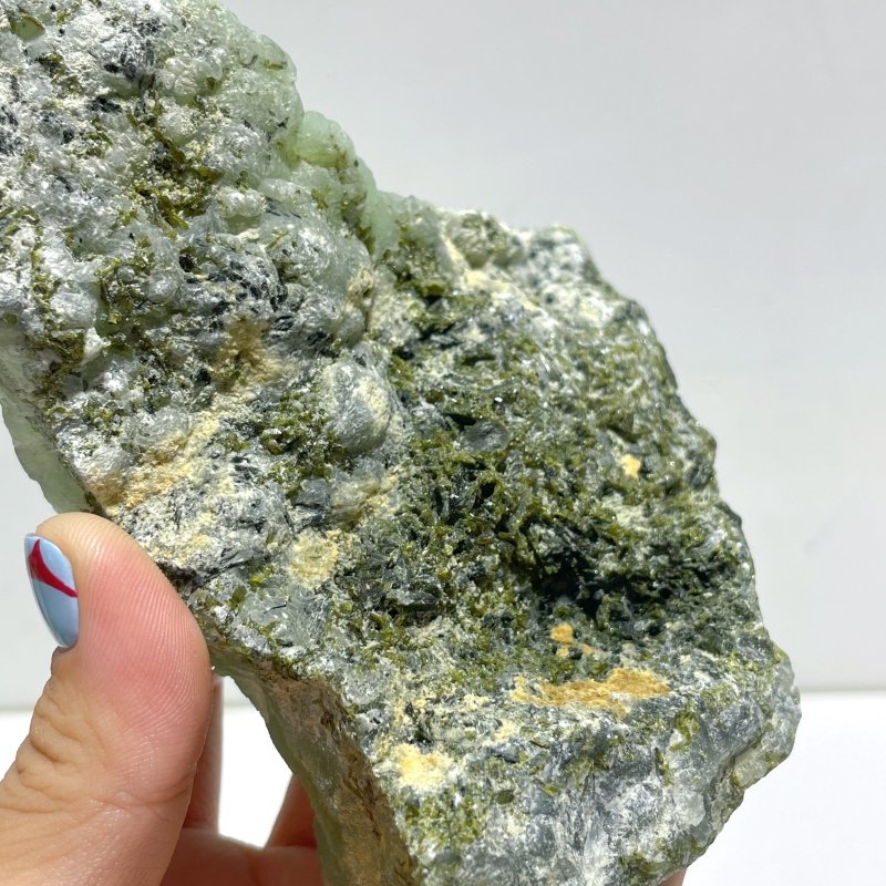 13 Pieces Beautiful Prehnite Mixed Green Tourmaline Raw Stone Specimen - Wholesale Crystals