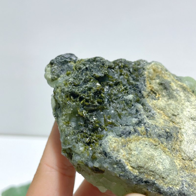 13 Pieces Beautiful Prehnite Mixed Green Tourmaline Raw Stone Specimen - Wholesale Crystals