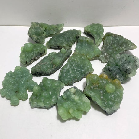 13 Pieces Beautiful Prehnite Mixed Green Tourmaline Raw Stone Specimen - Wholesale Crystals