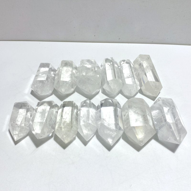 13 Pieces Clear Quartz Double Points - Wholesale Crystals