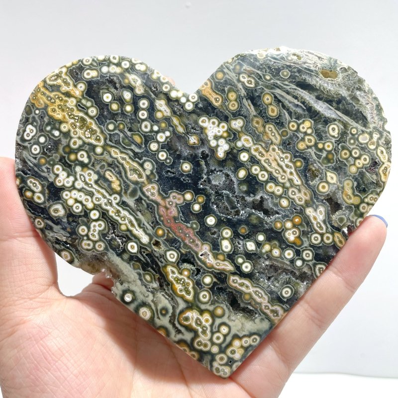 13 Pieces Large 8th Vein Ocean Jasper Heart 2 - Wholesale Crystals