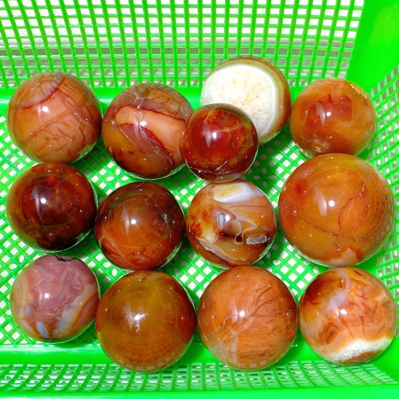 13 Pieces Large Carnelian Stone Spheres - Wholesale Crystals