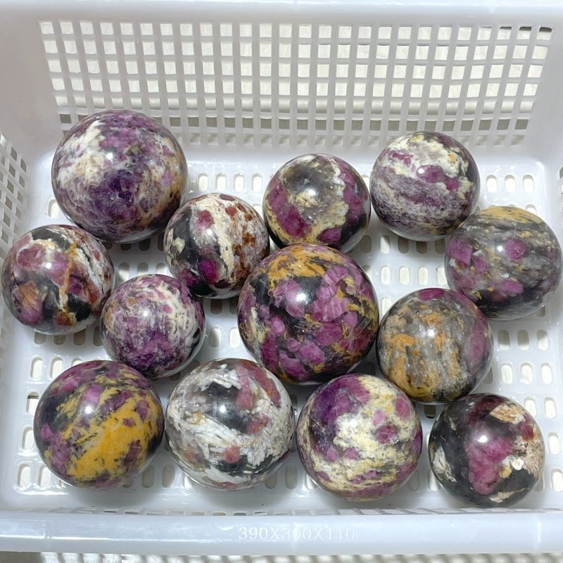 13 Pieces Pink Tourmaline Spheres Balls - Wholesale Crystals
