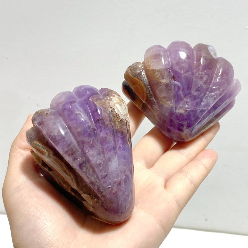14 Pieces Amethyst Mixed Stripe Agate Shell Carving - Wholesale Crystals