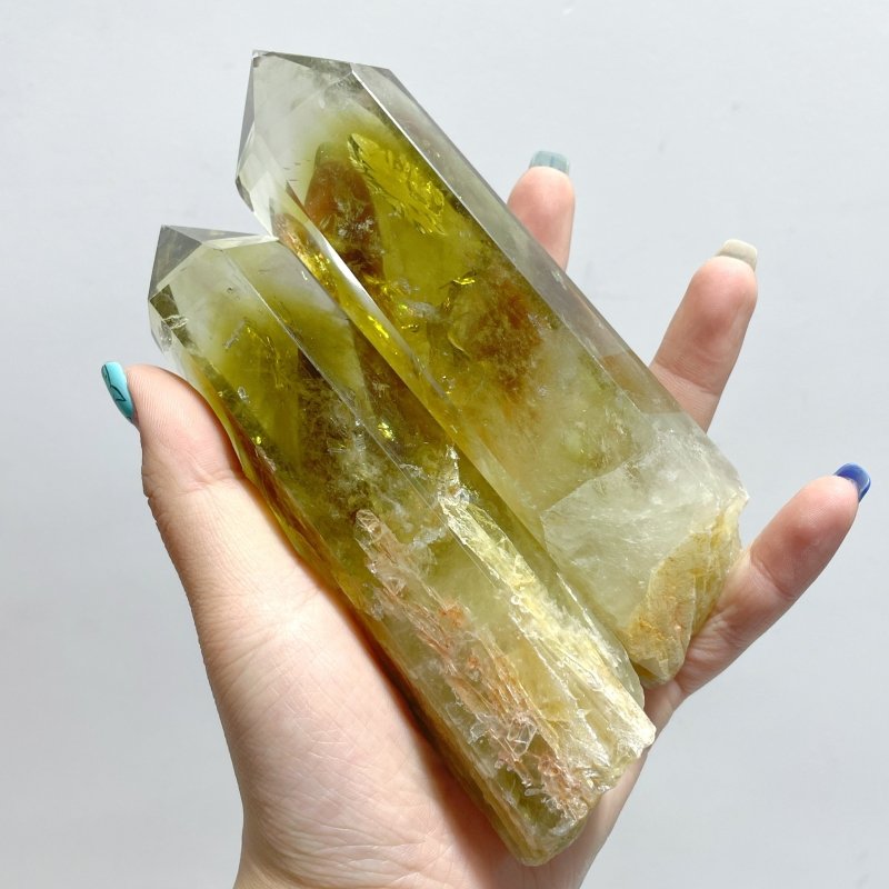 14 Pieces Citrine Tower Points Raw Bottom - Wholesale Crystals