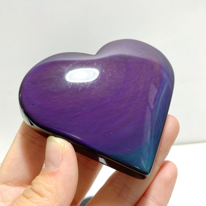 17 Pieces Beautiful Large Rainbow Cat Eye Obsidian Heart - Wholesale Crystals