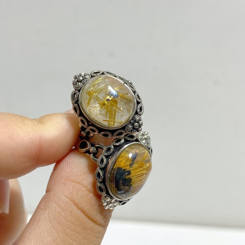 19 Pieces Golden Rutile Quartz Different Styles Ring -Wholesale Crystals