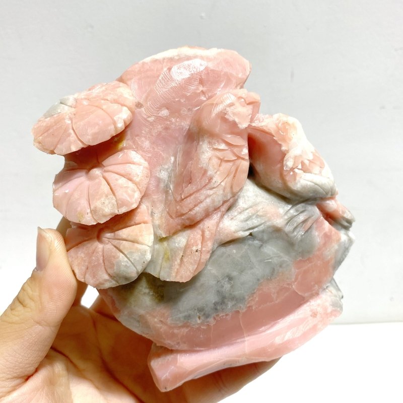 2 Pieces Cute Pink Opal Bird Carving - Wholesale Crystals